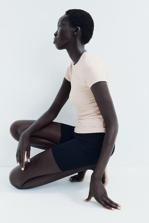 Fitted microfibre T-shirt - light dusty pink