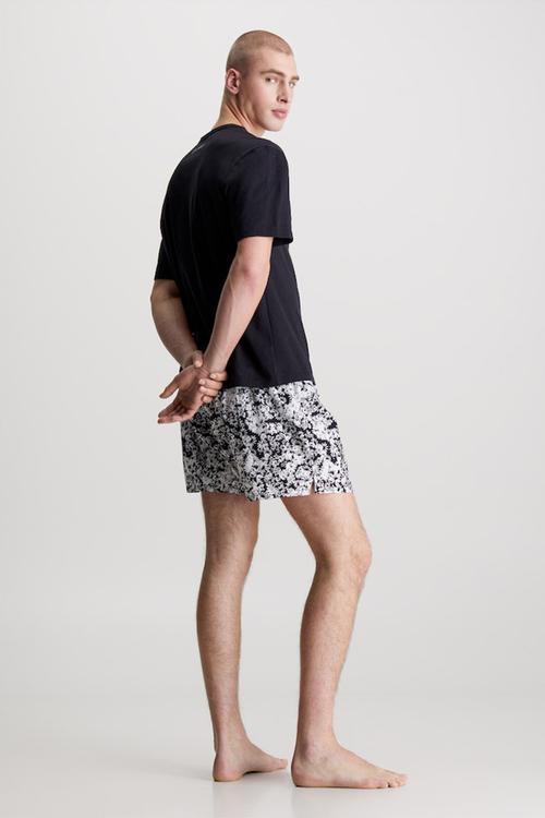 S/S Boxer Set - Black Top, Halo Floral Print_Black