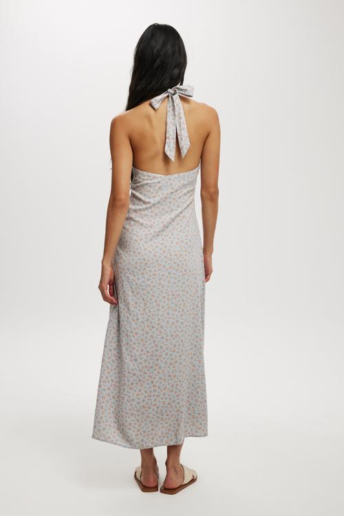 Haven Halter Midi Dress - Paisley Ditsy Light Steel