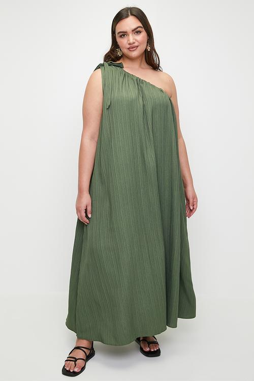 Laundred Linen Asym Trapeze Maxi Dress - Green