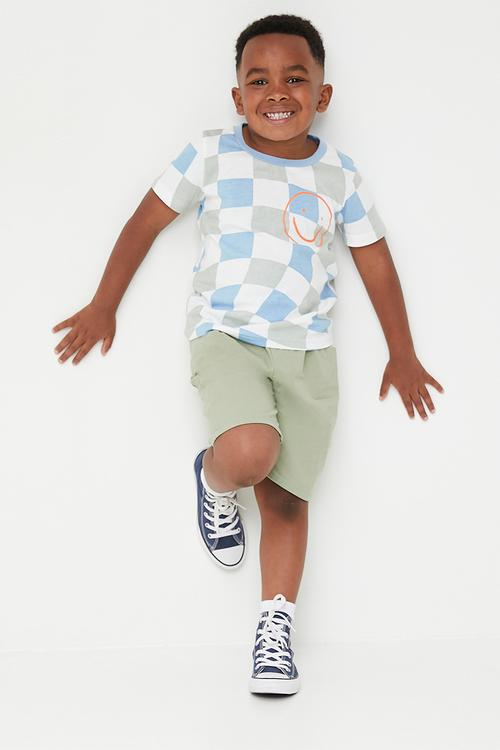 Checker board crew tee - multi