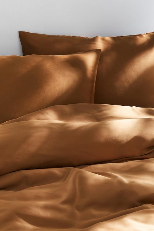 Satin double/king duvet cover set - brown