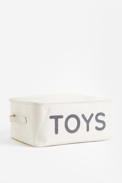 Lidded toy storage basket - beige