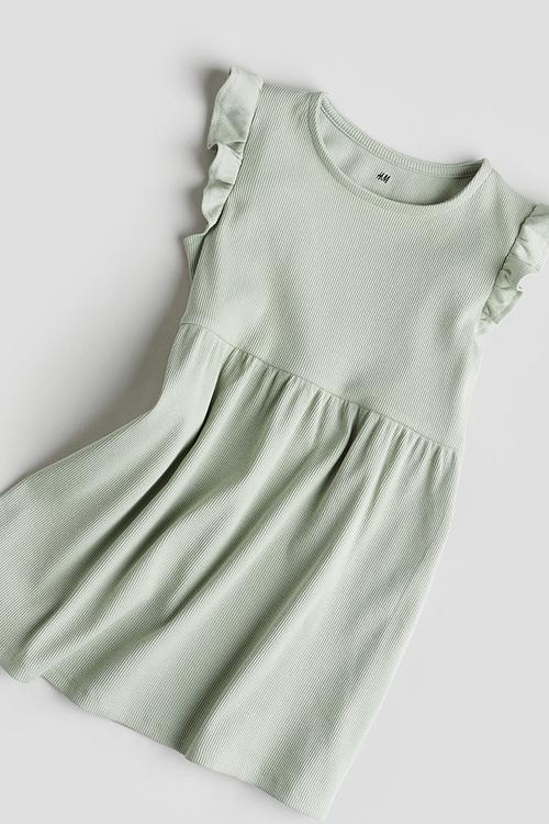 Ribbed jersey dress - light green