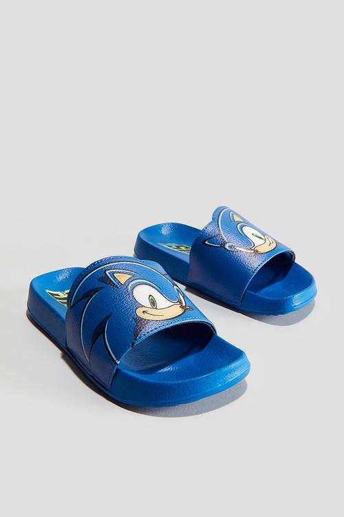 Printed pool shoes - bright blue sonic the hedgehog