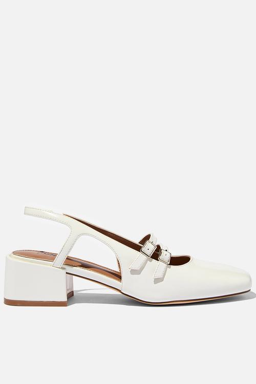 Bonnie Slingback Block Heel - Ecru Gloss