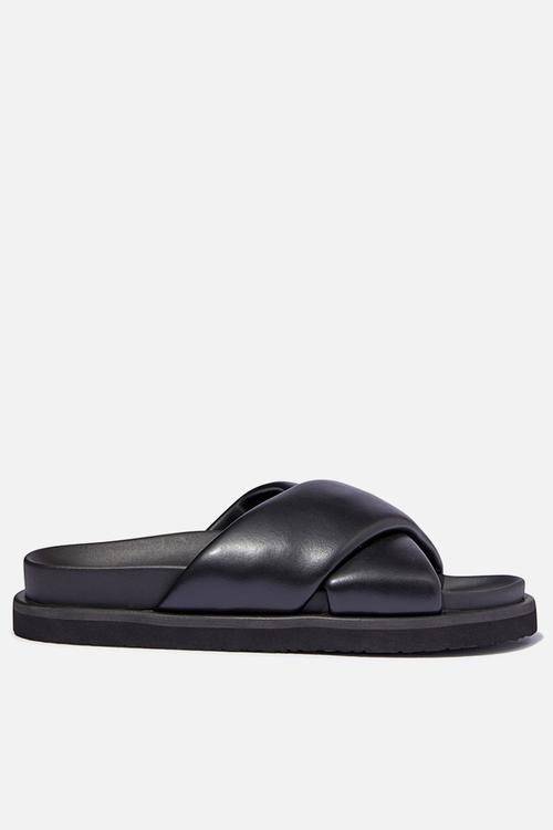 Elidy Padded Crossover Slide - Black Smooth