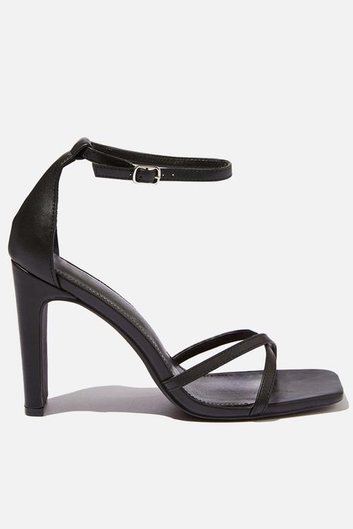 Minnie strappy block heel - black smooth