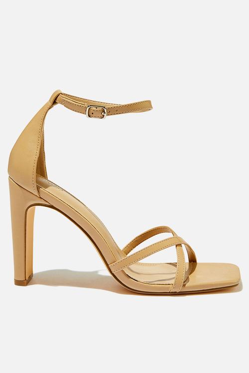 Minnie strappy block heel - camel smooth