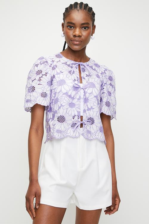 Bow Top  In Anglaise Lilac - Lilac