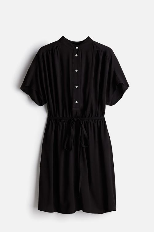 Tie-belt dress - black