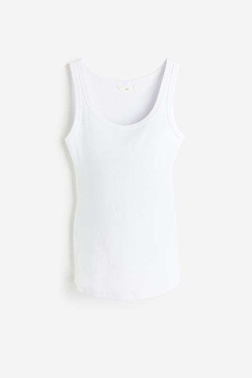 Mama ribbed vest top - white