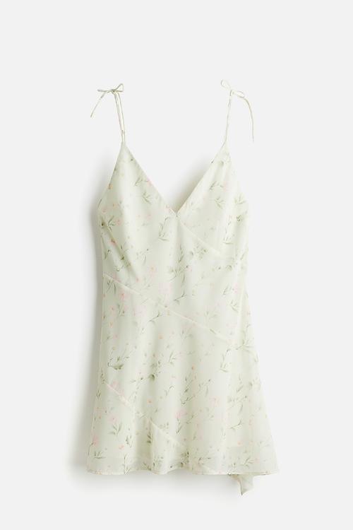Sheer asymmetric dress - cream/floral