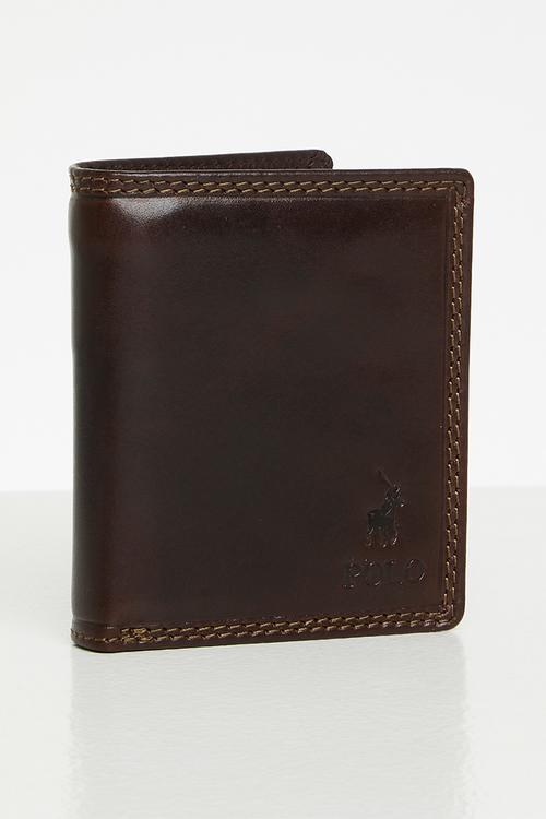 Polo billfold with extra card flap - brown