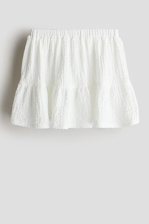 Crinkled jersey skirt - white