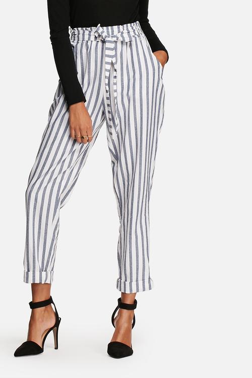 Chloe stripe paper bag pants