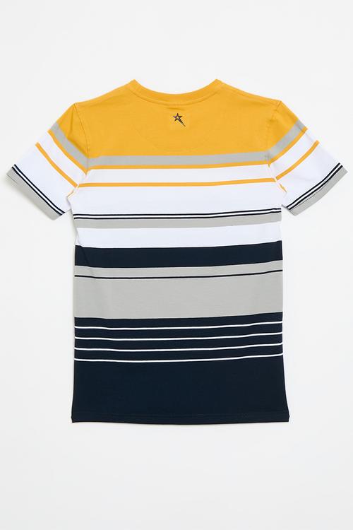 Boys crew neck y/dye stripe - new mustard