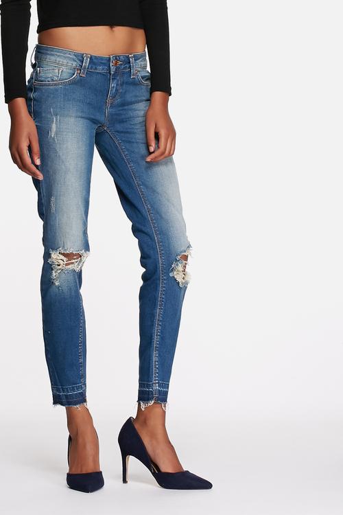 Coral raw edge skinny