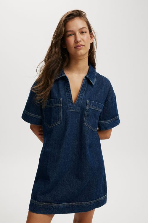Tia Denim Dress - Nordic Blue