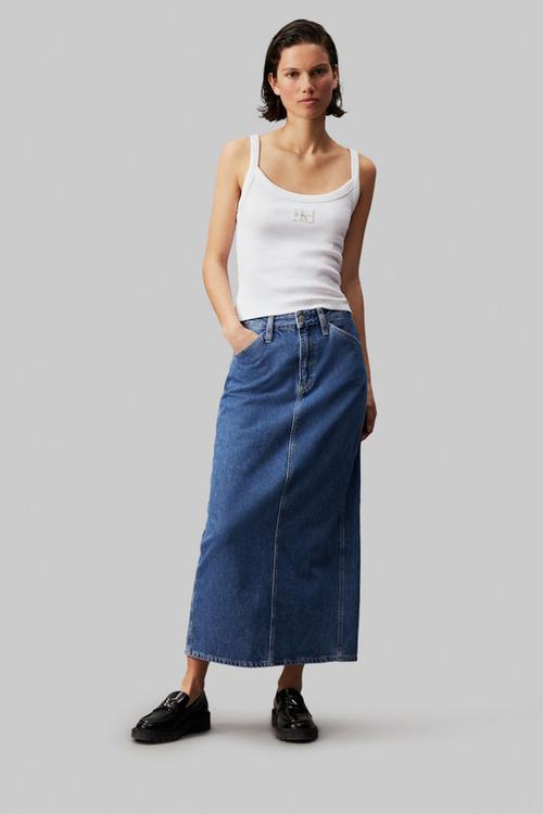 Trouser pocket maxi skirt - denim light