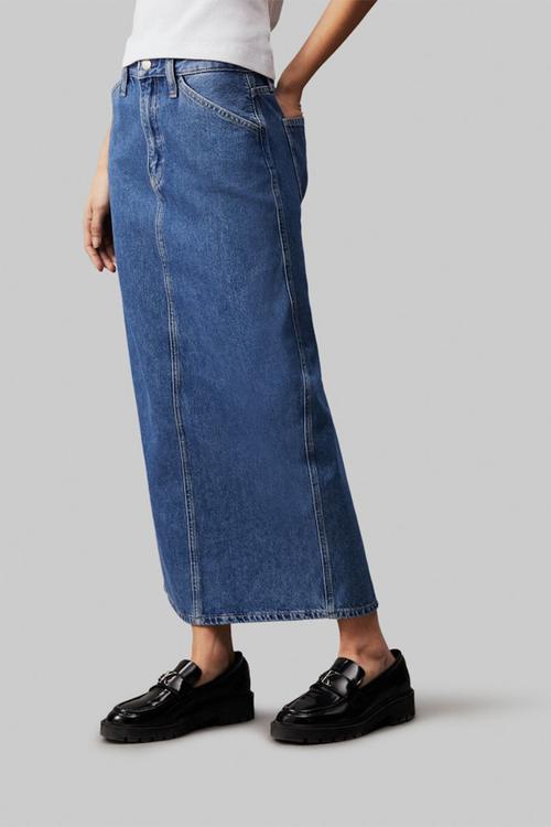 Trouser pocket maxi skirt - denim light