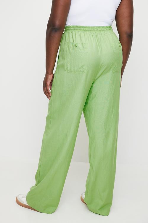 Plus Straight Leg Linen Pants - Mint
