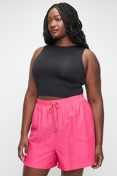 Plus linen shorts - pink