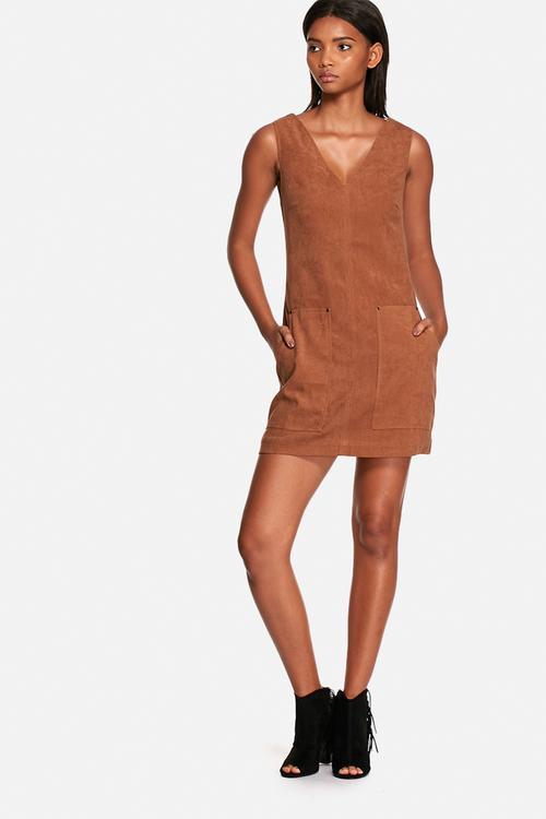 Pocket suede dress