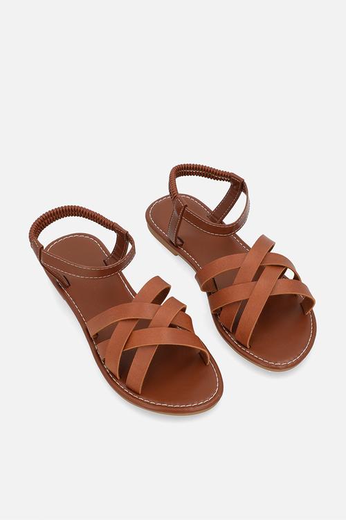 Criss cross sandals - brown