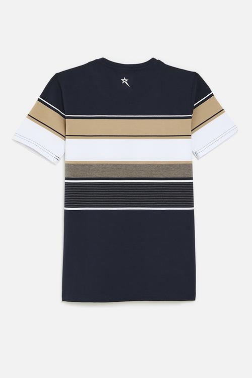 Boys v-neck y/dye stripe - navy