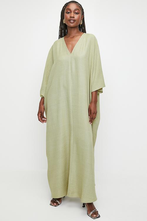 Deep v kaftan maxi dress - bitter choc
