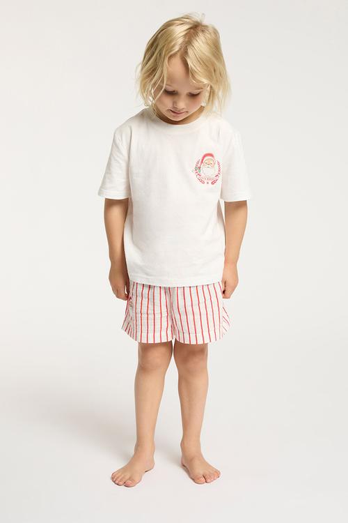 Blair short sleeve pyjama set - anthurium/santa stripe