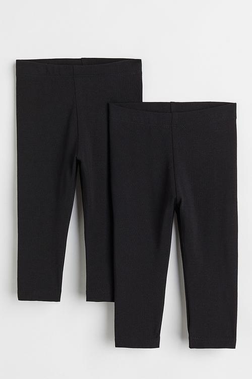 2-Pack cotton leggings - black