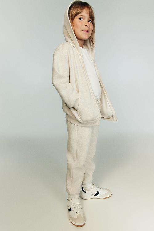Zip-through hoodie - light beige marl 