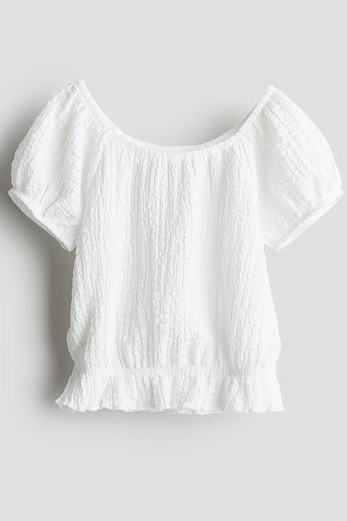 Puff-sleeved top - white