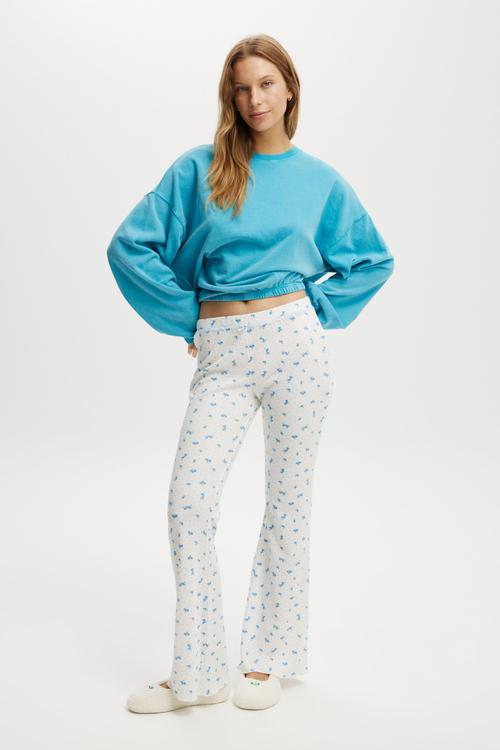 Waffle Sleep Flare Pant - Juliet Ditsy White