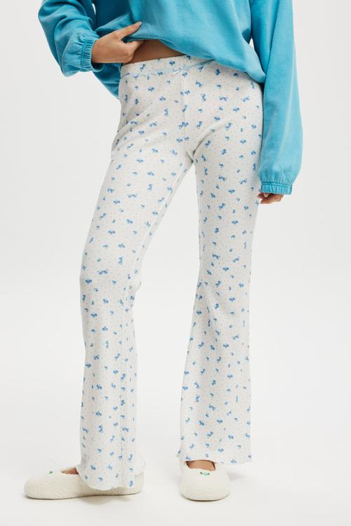 Waffle Sleep Flare Pant - Juliet Ditsy White