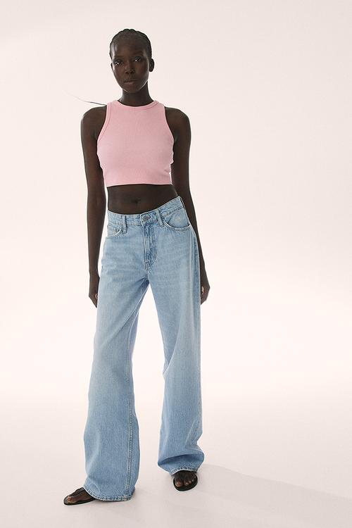 Cropped vest top - light pink