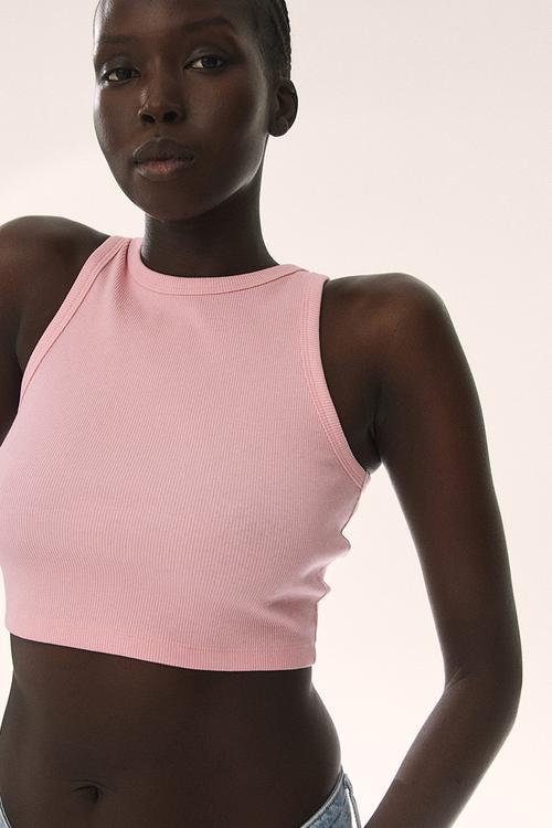 Cropped vest top - light pink