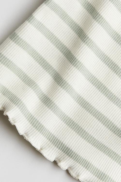 Ribbed vest top - white green striped