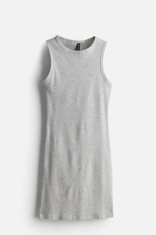 Ribbed bodycon dress - light grey marl