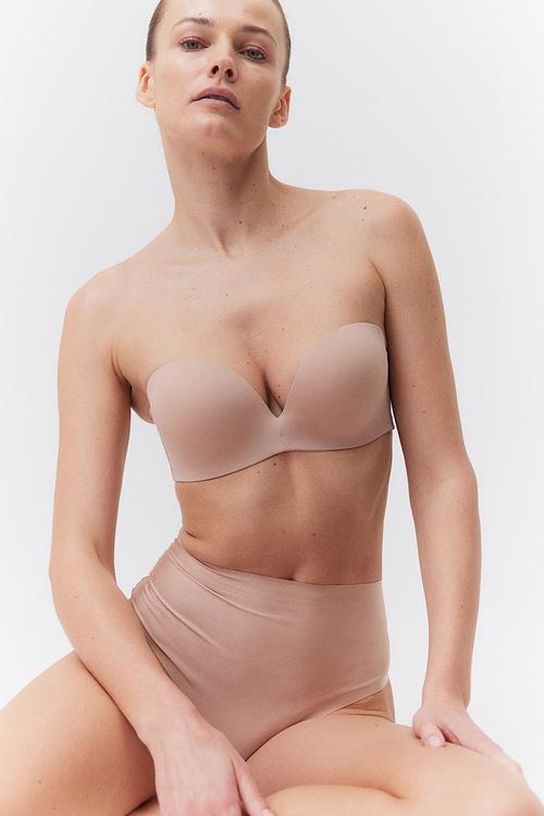 Microfibre super push-up balconette bra - beige