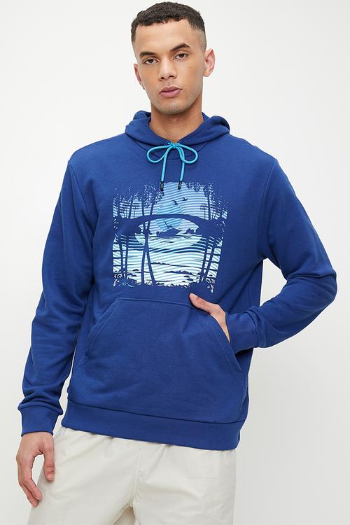 Golden hour bark po hoodie - crystal blue