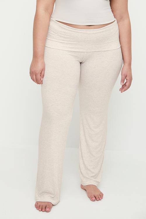 Plus sleep recovery roll waist pant - cream marle