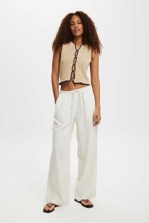 Plus Haven Wide Leg Pant - Dahna Pinstripe