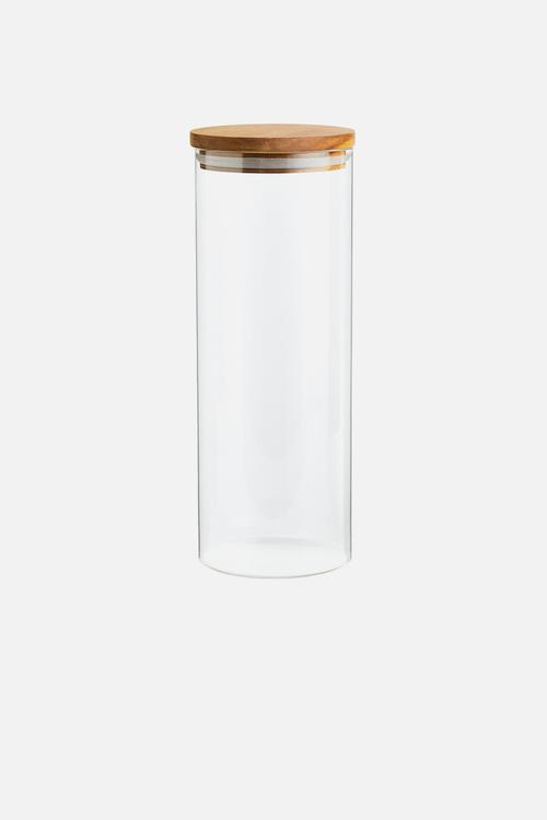 Tall glass jar with lid - clear glass