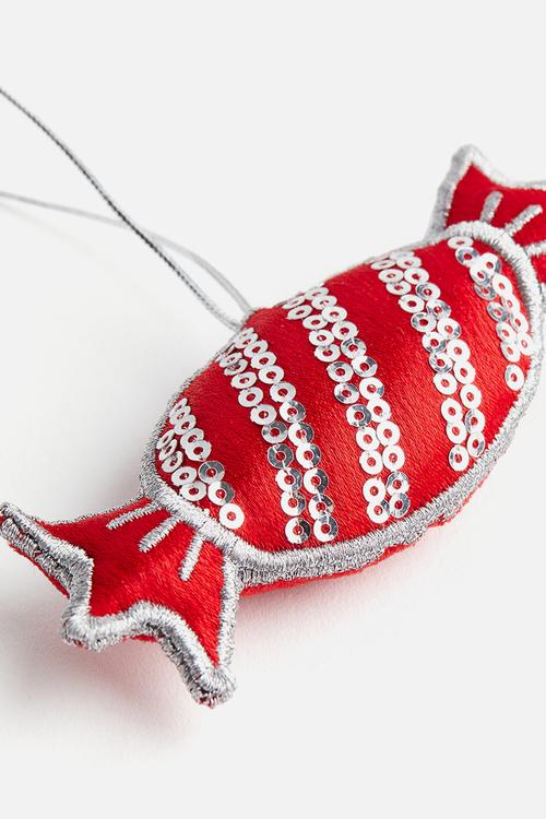 Embellished christmas tree decoration - red bon-bon 