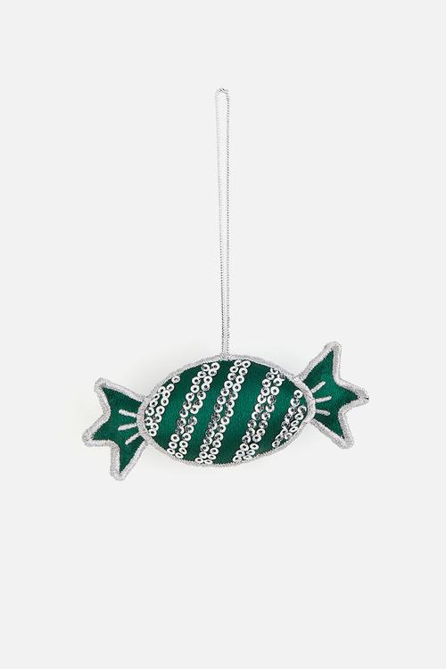 Embellished christmas tree decoration - green bon-bon
