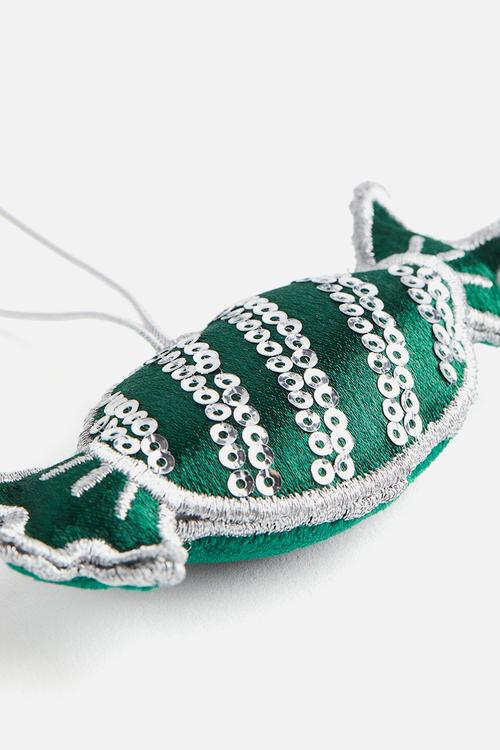 Embellished christmas tree decoration - green bon-bon