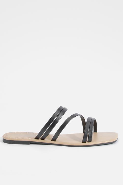 Wide Fit Studded Sole Strappy Sandals - Black